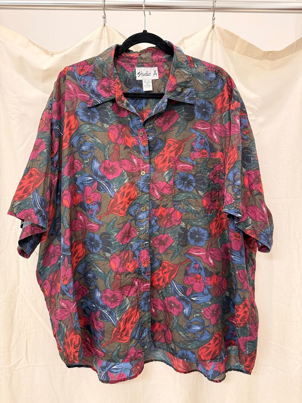 Vintage 100% Silk Button Up